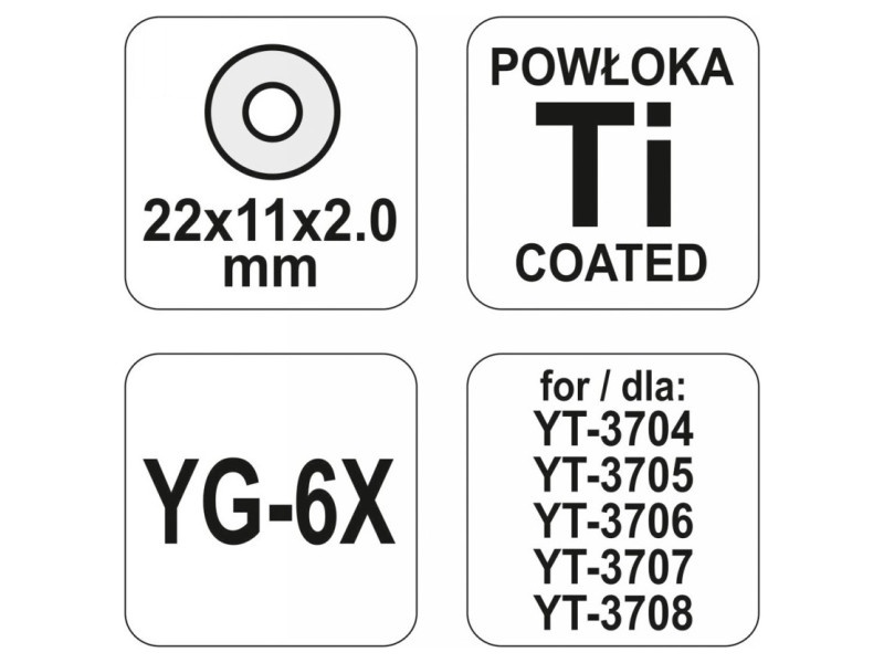 YATO Disc de tăiat gresie 22 x 11 x 2 mm pentru tăietori de gresie YT-3705, YT-3706, YT-3707, YT-3708