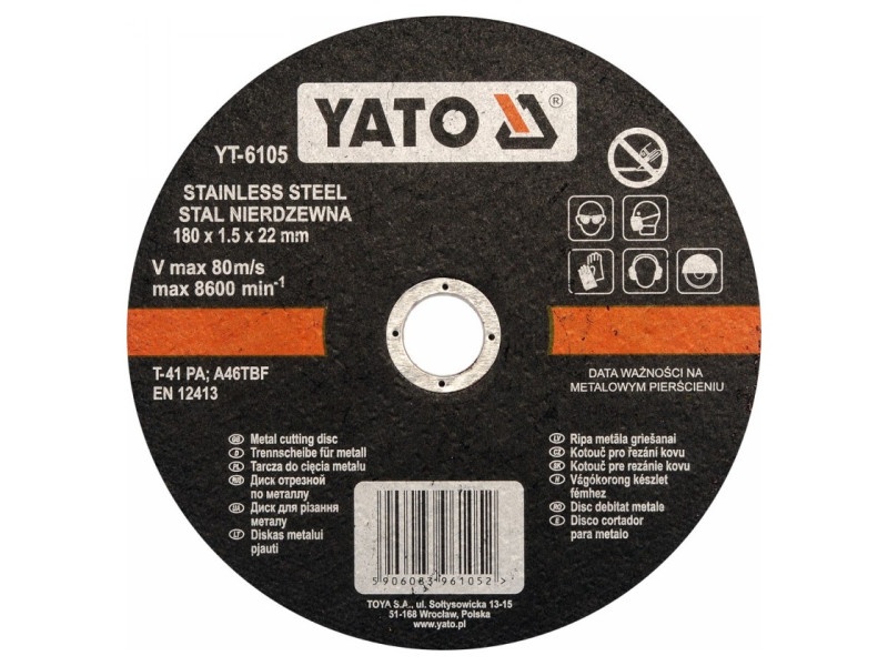 YATO Disc de tăiat pentru metal 180 x 1,5 x 22,2 mm inox