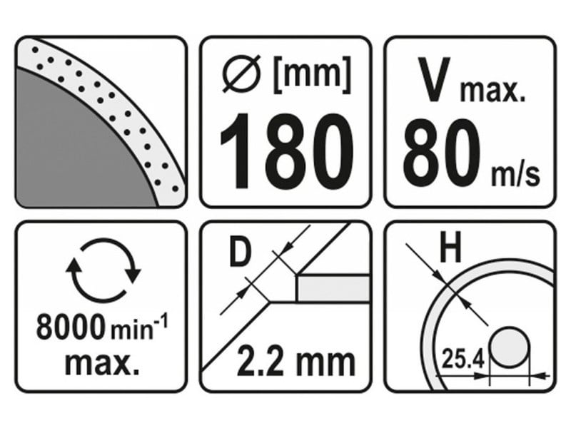 YATO Disc de tăiere diamantat 180 x 2,2 x 5,3 x 25,4 mm continuu - 3 | YEO