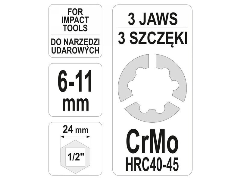 YATO extractor șurub cap 1/2" 6-11 mm