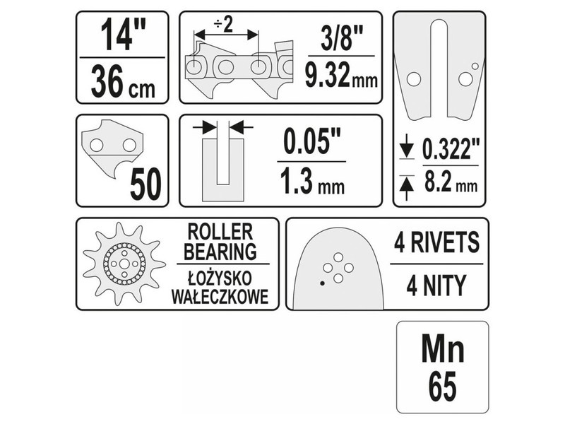 YATO Ghidaj lanț drujbă 14" 3/8" 1,3 mm - 2 | YEO