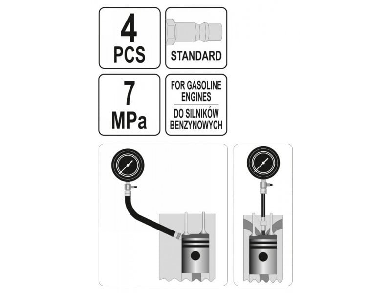 YATO Kit de diagnosticare cap cilindru 4 bucăți - 4 | YEO