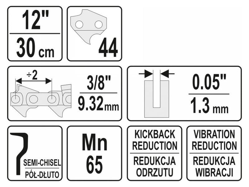 YATO Lanț drujbă 12" 3/8" 1,3 mm 44 sts