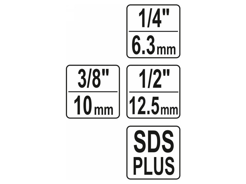 YATO set adaptor mufă 3 piese SDS-Plus -> 1/4", 3/8", 1/2" pătrat - 3 | YEO