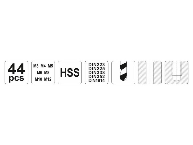 YATO Set burghie și freză (manual) 44 piese HSS M3-M12 - 4 | YEO