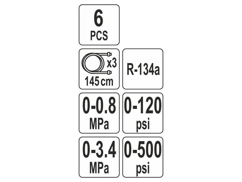 YATO Set de manometre pentru aer condiționat 6 bucăți