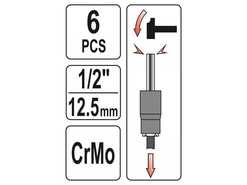 YATO Set de șurubelnițe 6 piese 1/2" 17-27 mm CrMo