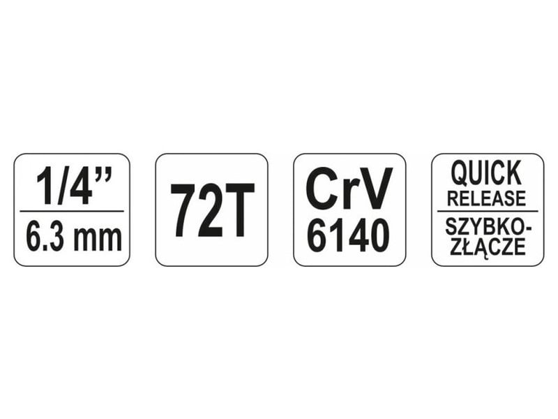 Arbore de acționare cu clichet YATO 1/4" 155 mm 72T CrV - 2 | YEO