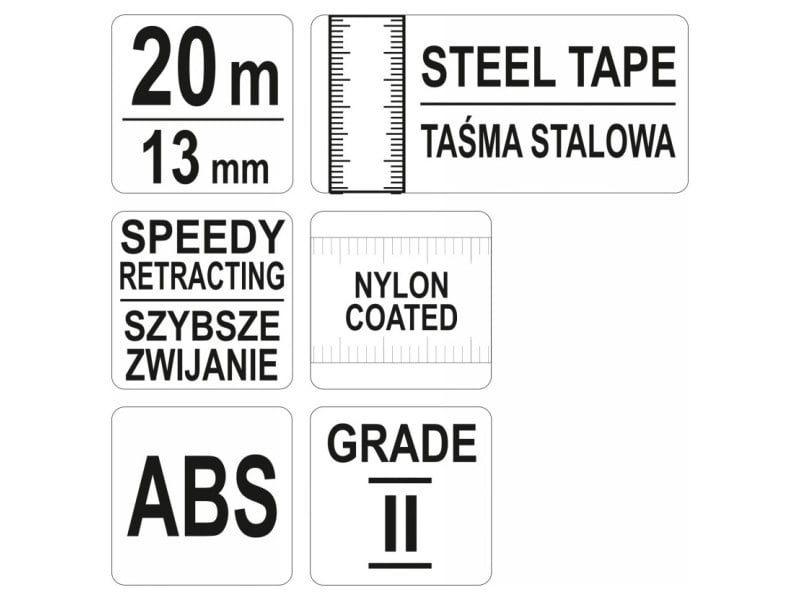 Bandă de măsurare YATO 20 m x 13 mm oțel închis