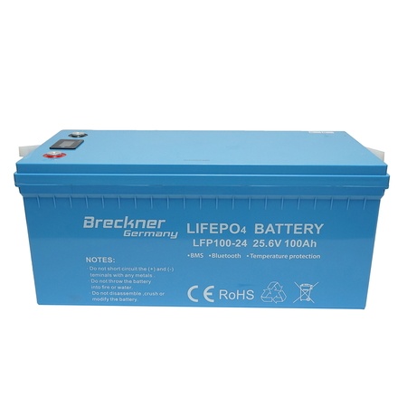 Baterie Li-ion LifePo4 25.6V, 100Ah cu BMS, Bluetooth, LCD display si protectie temperatura , Cod: BK79694, Marca: BRECKNER GERMANY