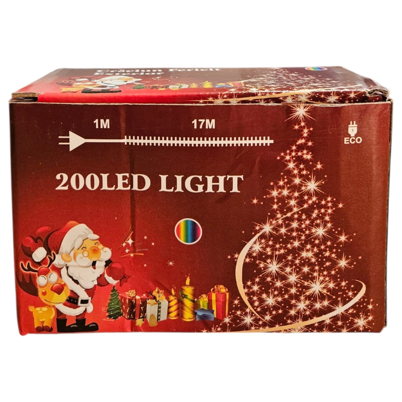 Bax 10x Instalație Luminoasă 200 LED – 18 m, Fir Negru, Multicolor
