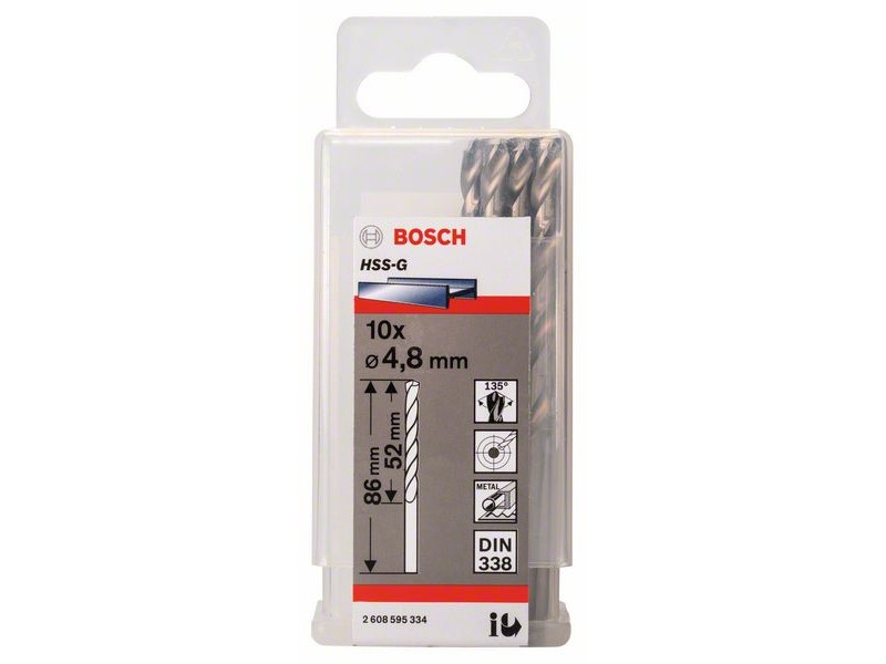 BOSCH Burghie 4,8 x 86/52 mm 135° HSS-G DIN 338 (10 buc) - 1 | YEO