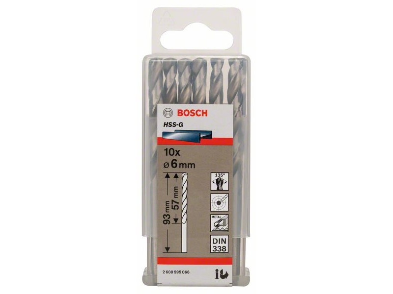 BOSCH Burghie 6,0 x 93/57 mm 135° HSS-G DIN 338 (10 buc) - 1 | YEO