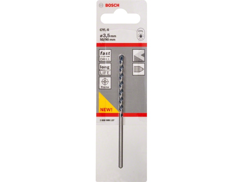 BOSCH Burghiu pentru piatră 3,5 x 90/50 mm cu două tăișuri CYL-5 - 1 | YEO