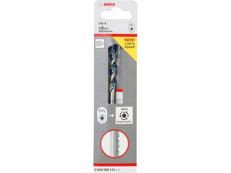 BOSCH Burghiu pentru piatră 8,0 x 100/50 mm cu două tăișuri CYL-5 - 1 | YEO