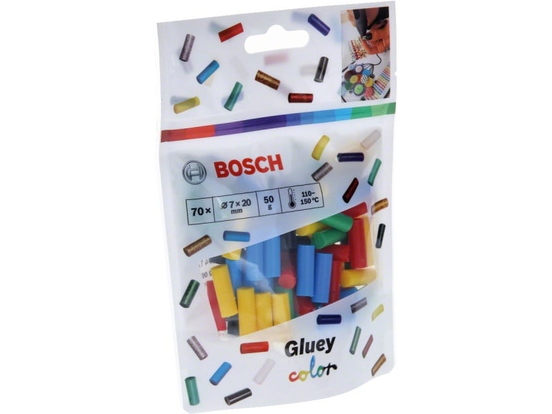 BOSCH Cartuș de lipici cu culori mixte 7 x 20 mm Gluey (70 buc)