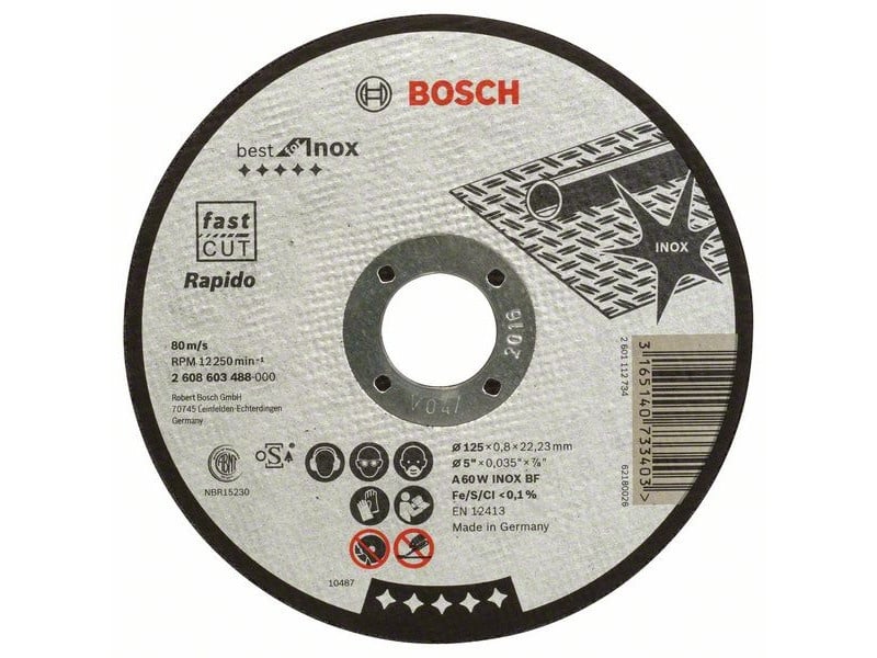 BOSCH Disc de tăiat pentru metal 125 x 0,8 x 22,2 mm drept Best for Inox - Rapido