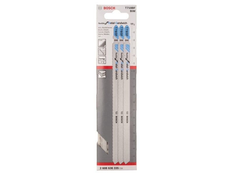 BOSCH Pânză de ferăstrău circular T 718 BF / 180 mm bimetal, pentru panouri sandwich metalice (3 bucăți)