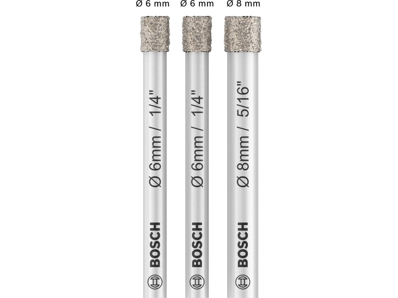 BOSCH PRO Dry set de burghie diamantate 3 piese (6 / 6 / 8 x 66 mm) cu mâner cilindric - 3 | YEO