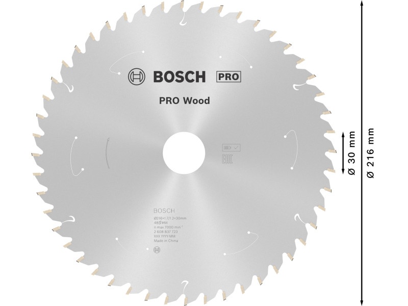 BOSCH PRO Lamă de ferăstrău pentru lemn 216 x 30 x 1,7 mm / 48T - 2 | YEO