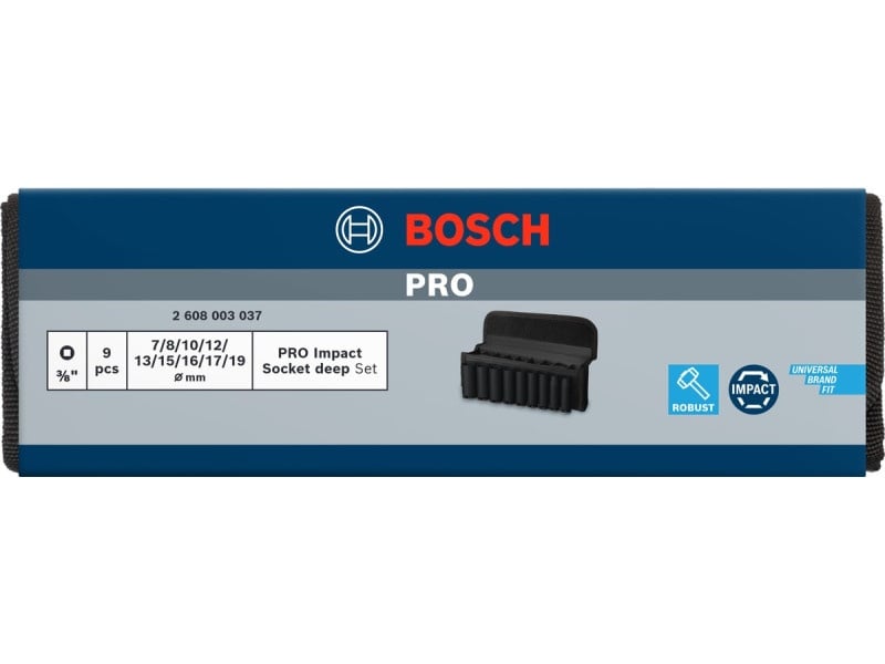 BOSCH PRO Set de mufe lungi 9 piese 3/8" 7-19 mm CrMo - 3 | YEO