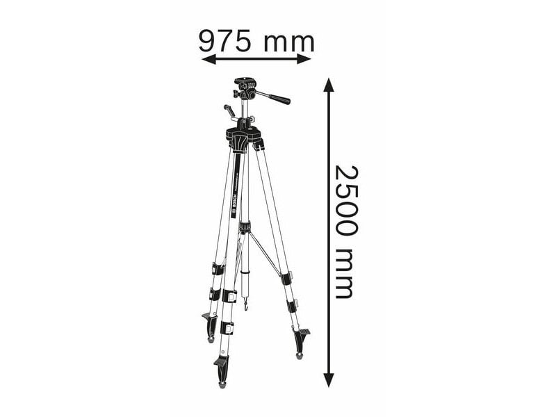 BOSCH Trepied suport laser 97,5-250 cm cu filet de prindere 1/4" BT 250