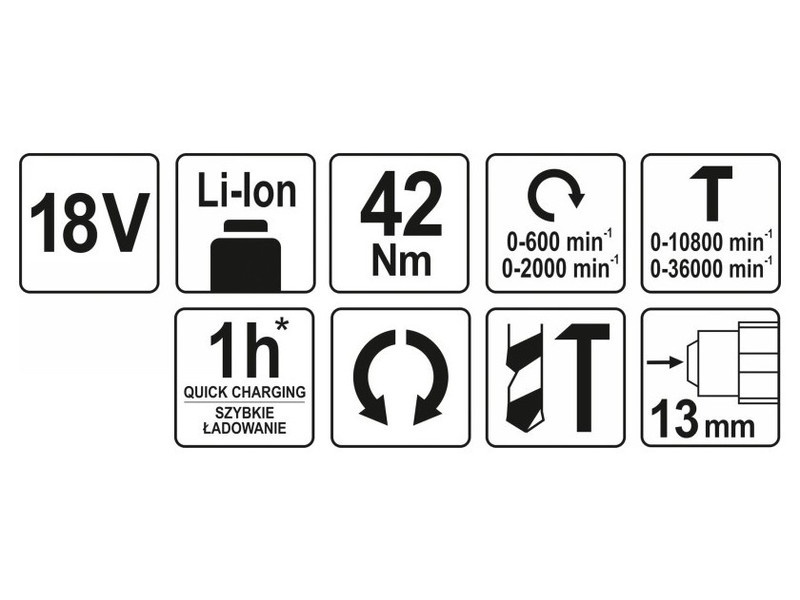 Burghiu cu percuție fără fir YATO 42 Nm fără perie de carbon 18 V Li-Ion (fără acumulator și încărcător) - 3 | YEO