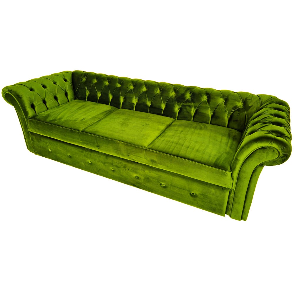 Canapea Extensibila Chesterfield, 250x100x75cm, 3 locuri, Velutto 09 Olive, Glasspandoor - 3 | YEO