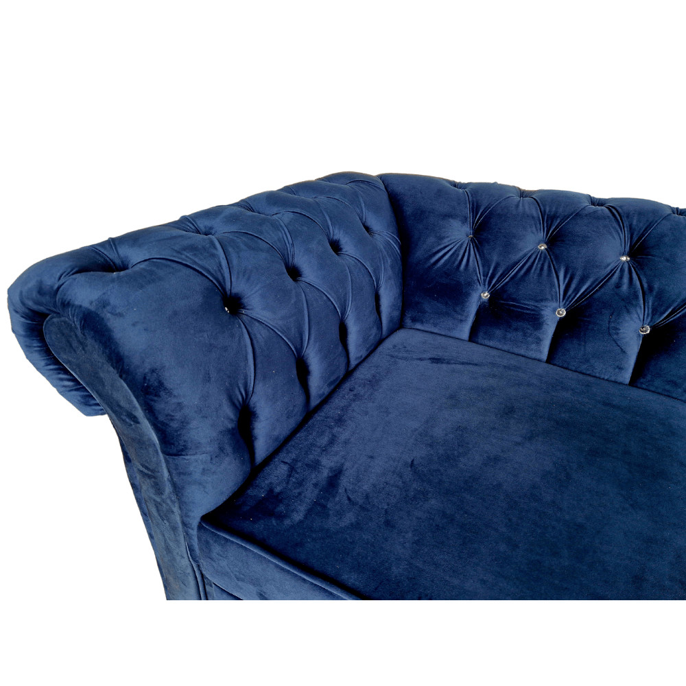 Canapea Extensibila Chesterfield, 250x100x75cm, 3 locuri, Velutto 25 Navy, Glasspandoor - 2 | YEO