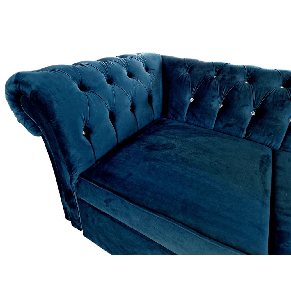 Canapea Extensibila Chesterfield, 250x100x75cm, 3 locuri, Velutto 36 Peacock, Glasspandoor - 3 | YEO