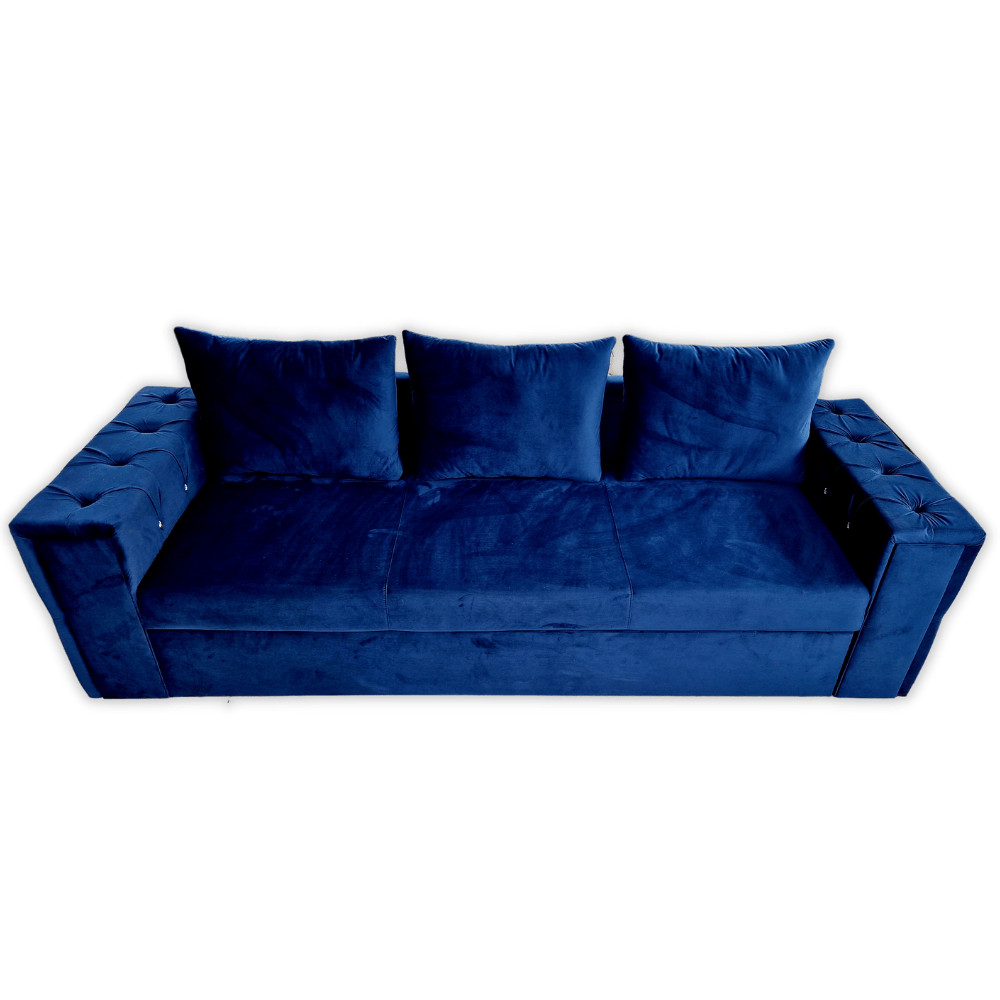 Canapea Extensibila Gloria, 245x85x85cm, 3 locuri, Velutto 11 Blue, Glasspandoor - 3 | YEO