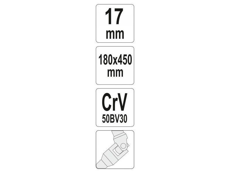 Cheie în T cu balamale YATO 17 mm / 450 mm CrV