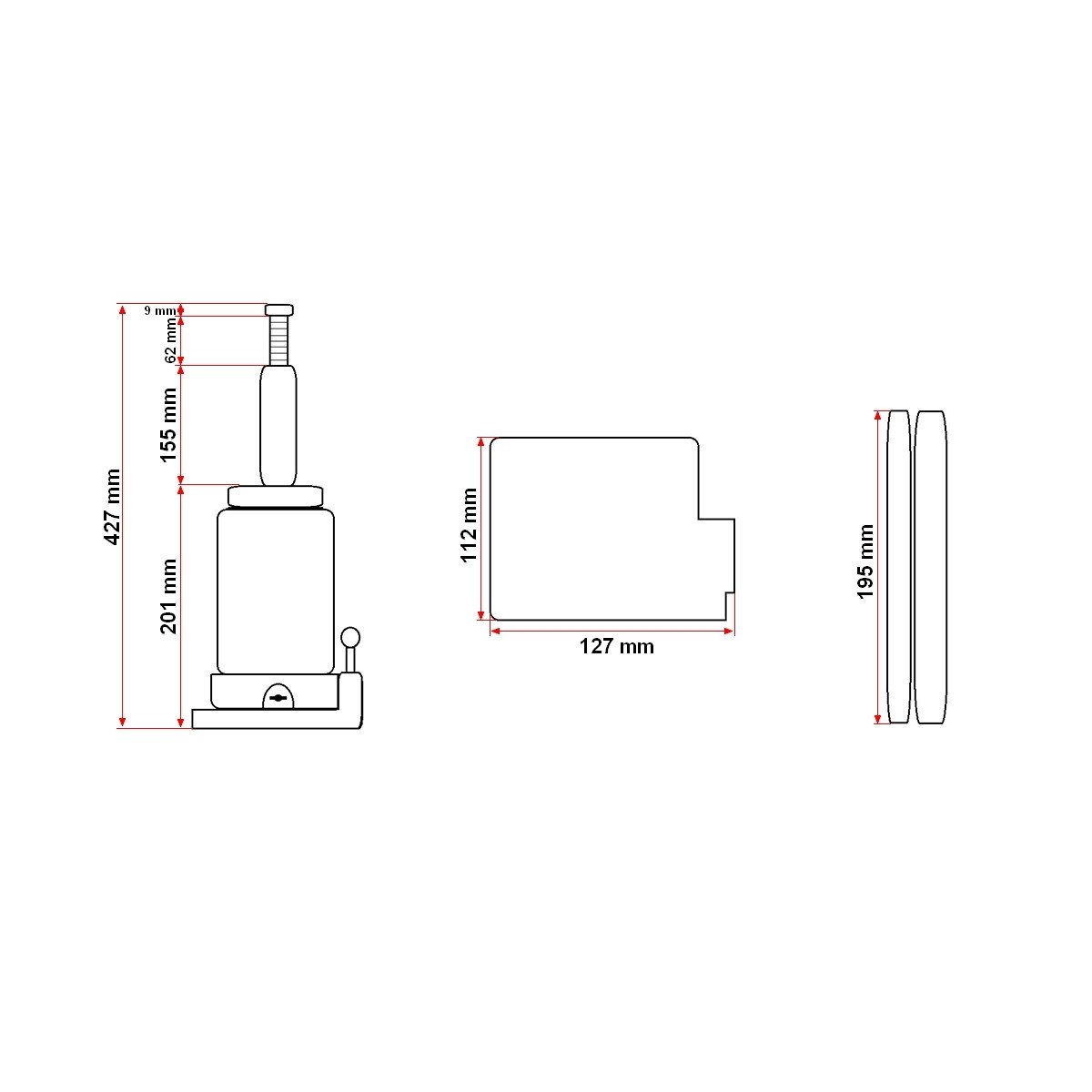 Cric hidraulic 12 tone 210mm, Cod: BK82107, Brand: BRECKNER GERMANY