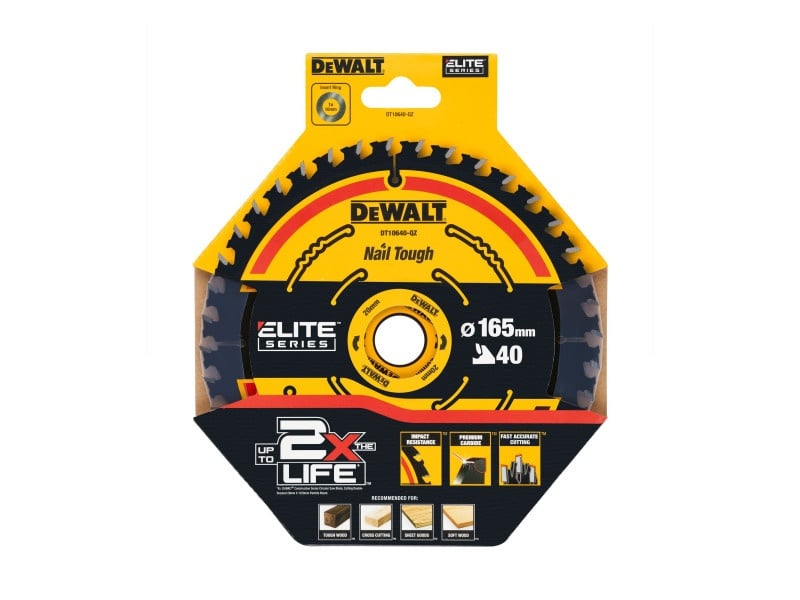 DEWALT ELITE Pânză de ferăstrău pentru lemn 165 x 20 x 1,65 mm / 40T