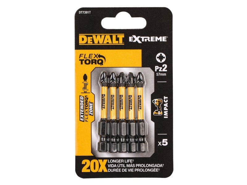 DEWALT Extreme Impact vârf de bit PZ2 x 57 mm (5 bucăți) - 2 | YEO