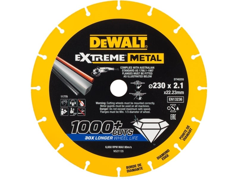 DEWALT EXTREME METAL Disc diamantat de tăiere pentru metal 230 x 2,1 x 22,2 mm (metal/alu/inox)