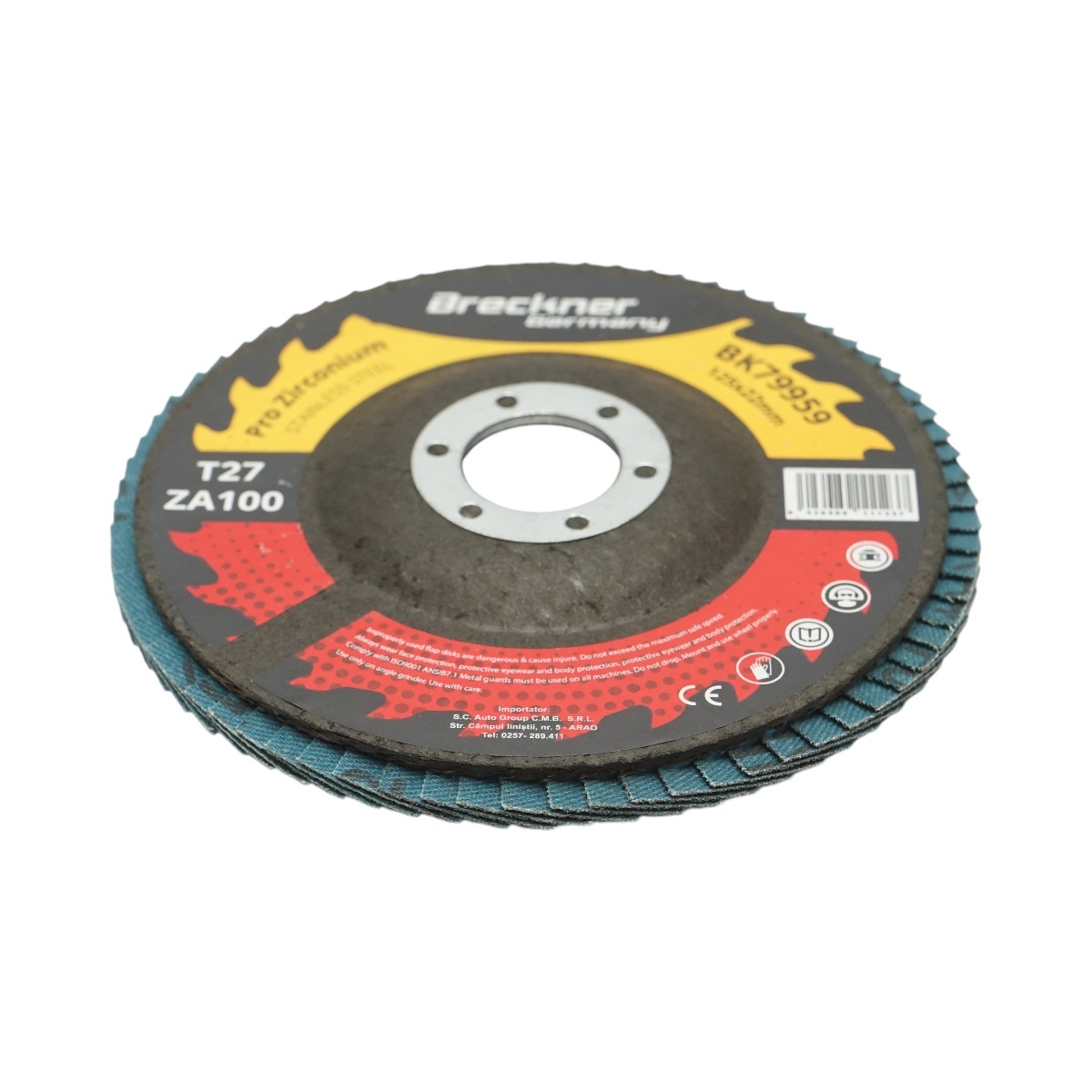 Disc lamelar abraziv cu zirconiu T27 ZA100, 125x22mm pentru slefuire/polizare metal si inox , Cod: BK79959, Breckner Germany - 2 | YEO