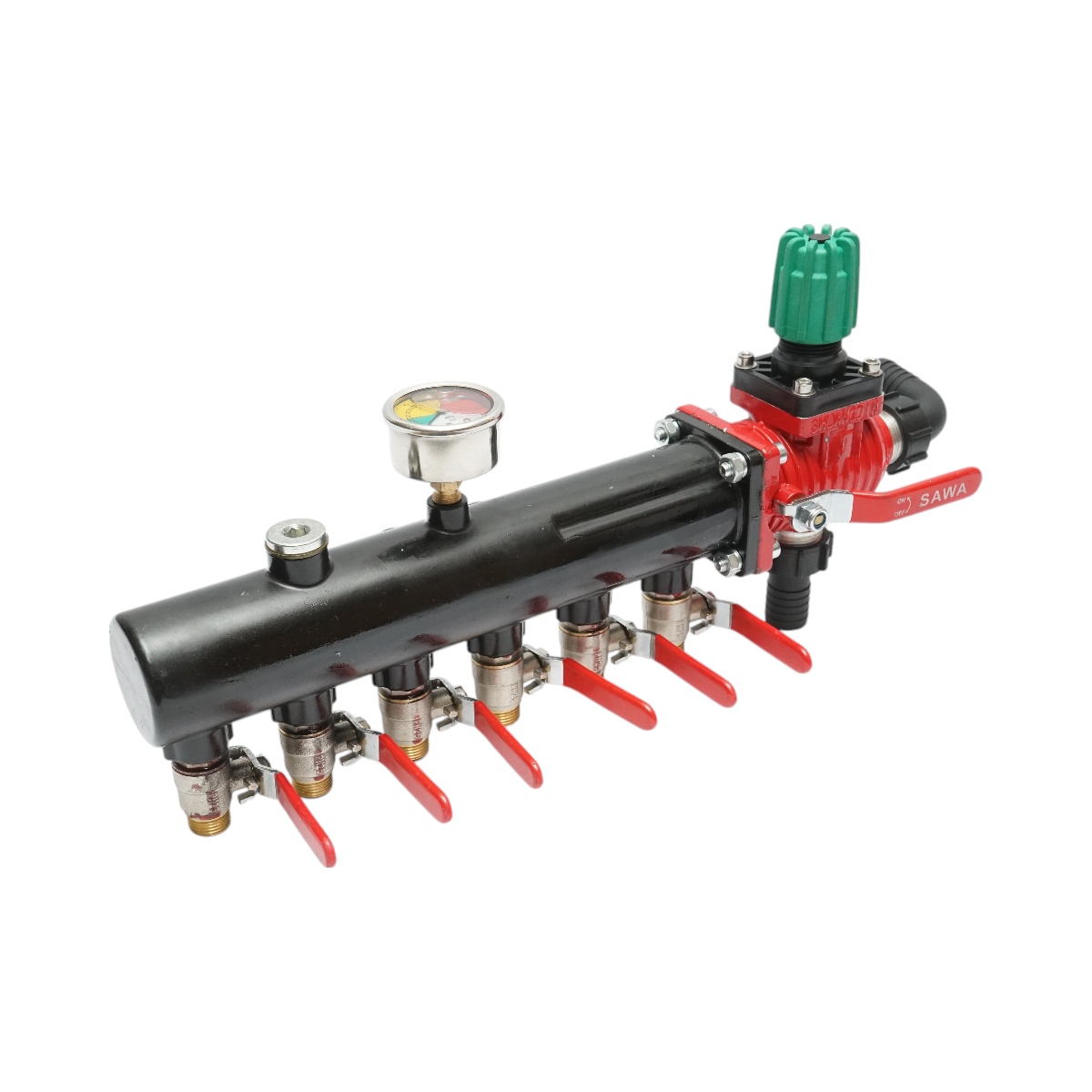 Distribuitor metalic cu 6 cai pentru erbicidator, manometru cu glicerina 25 bar, Cod: DISPL06 - 3 | YEO