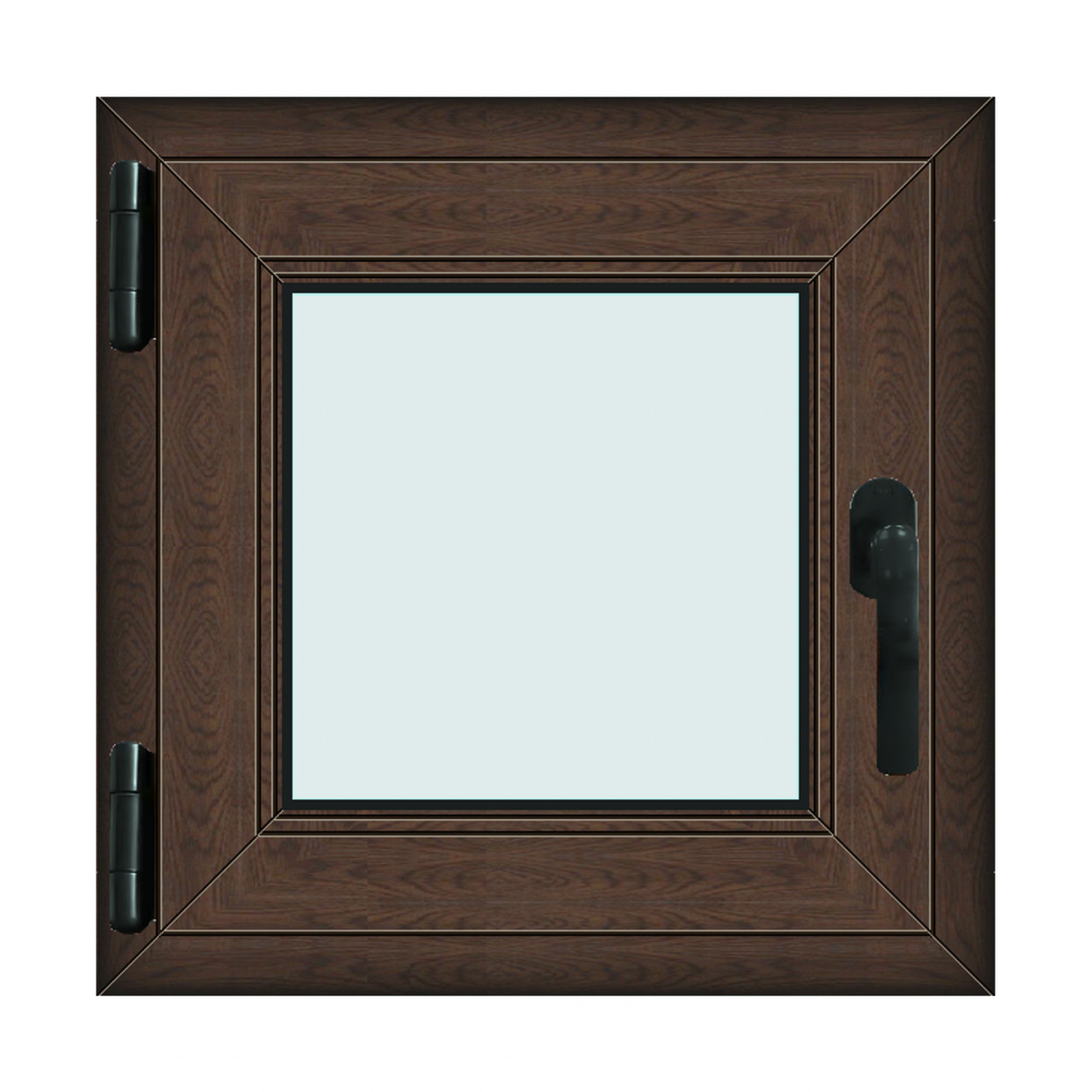 Fereastra 60x60cm, 1 canat, wenge (tabac), stanga si rabatare, Klass, 7cm, 6 camere, 2 garnituri