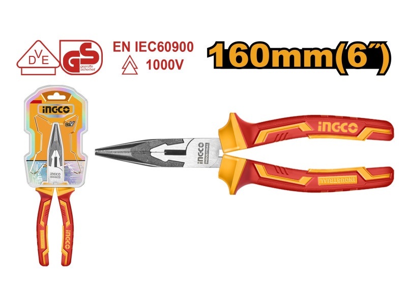 INGCO Clește cu nas lung 160 mm izolat până la 1000 V