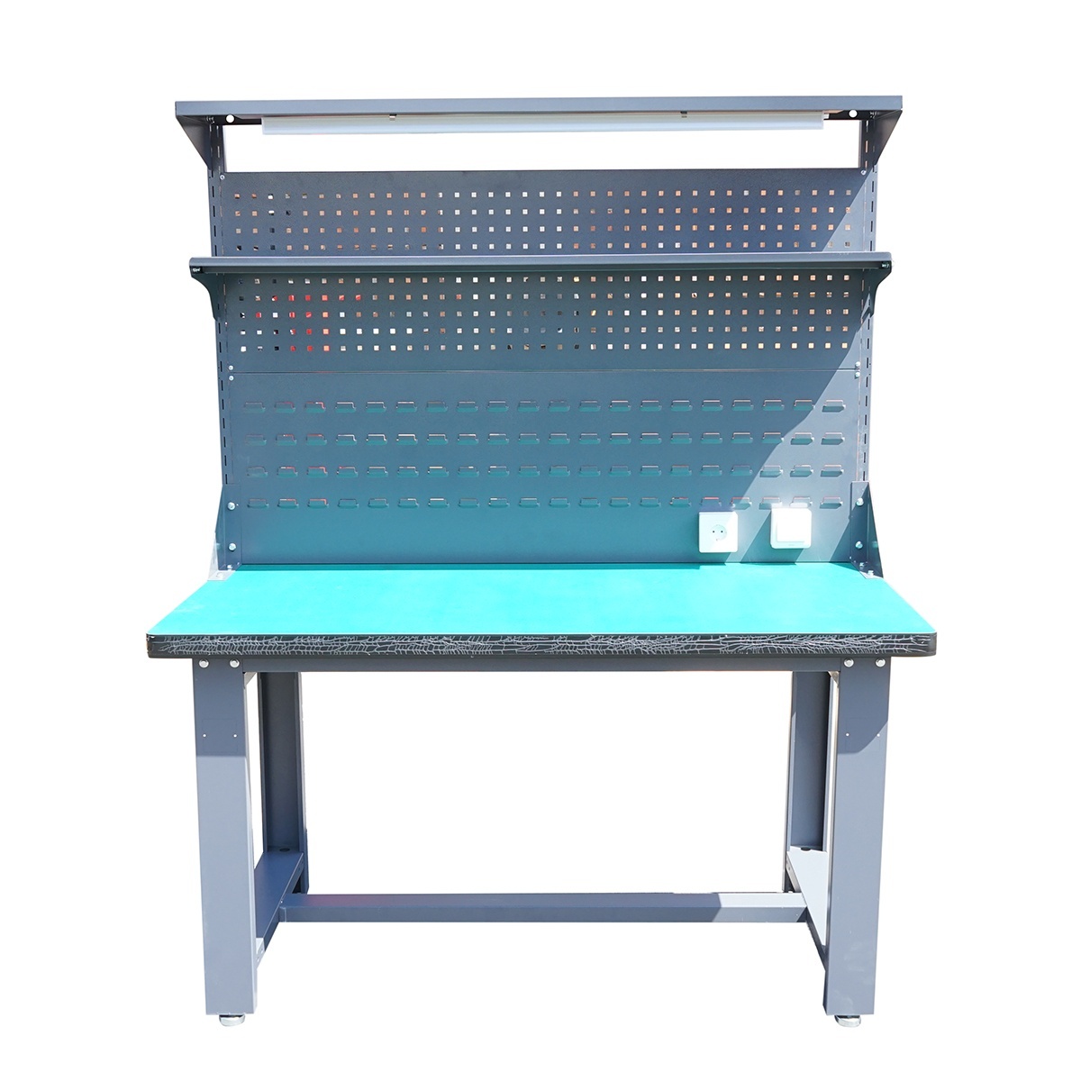 Masa, banc de lucru atelier cu priza 220V, panou perforat si iluminat LED 1500x750x800+1000mm, Cod: DISSY63, - 1 | YEO