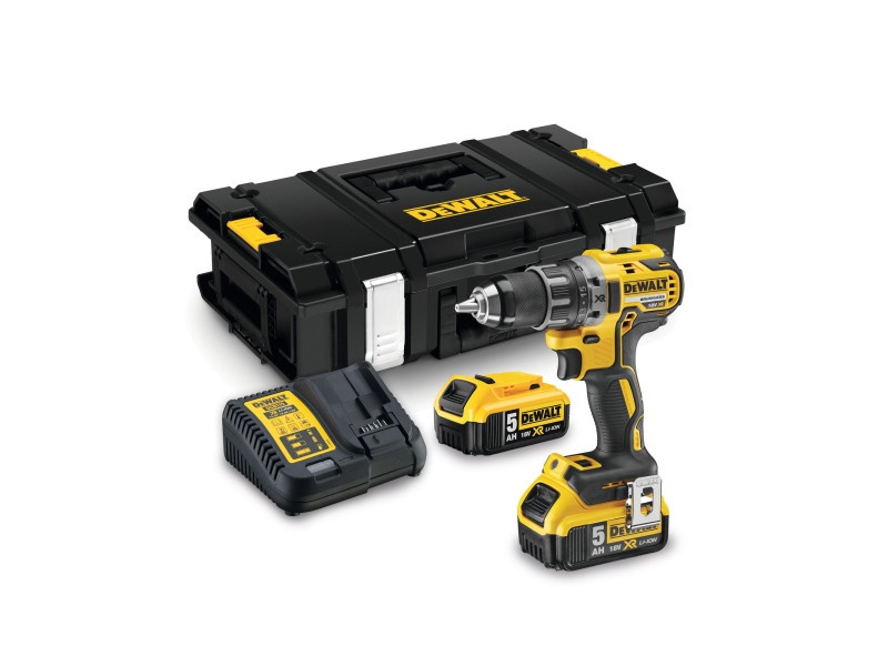 Mașină de găurit cu acumulator DEWALT 18 V fără perie de carbon (2 baterii 5.0 Ah + încărcător) DCD791P2 - 1 | YEO