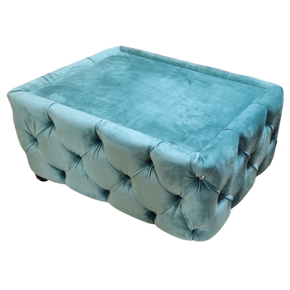 Masuta Chesterfield, 80x60x30cm, Velutto 13 Mint, Glasspandoor