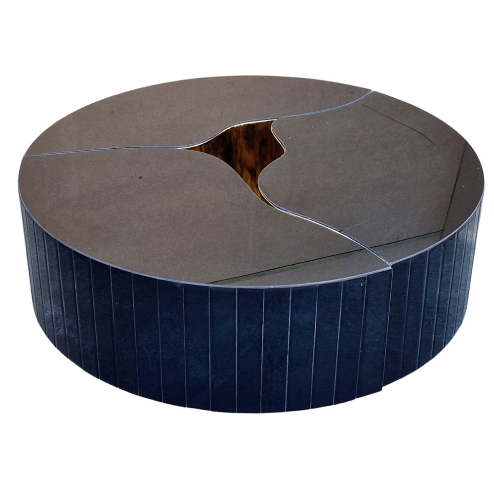 Masuta Round Eye, 107x107x30cm, Black Glass, Glasspandoor