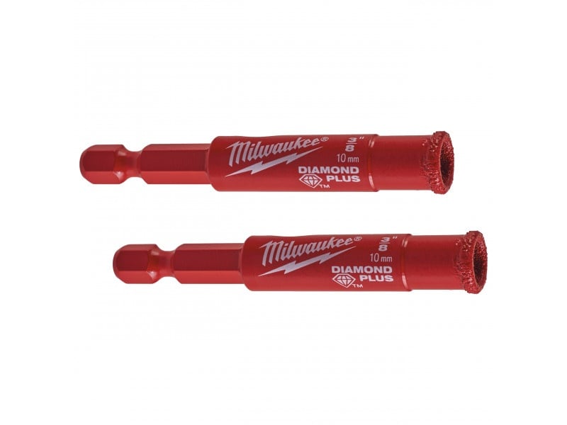 MILWAUKEE Freză circulară diamantată 10 mm cu bit Diamond Plus™ umed/uscat (2 bucăți)