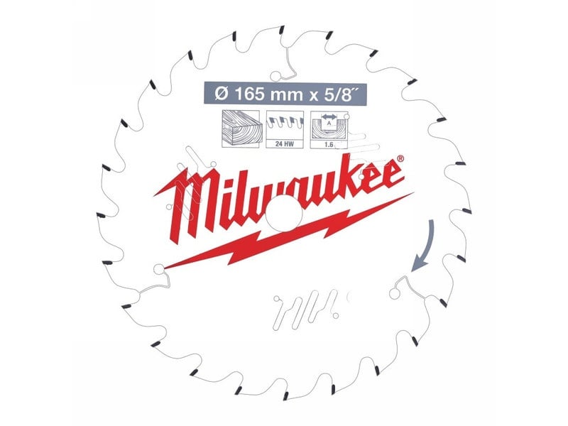 MILWAUKEE Lamă de ferăstrău pentru lemn 165 x 15,87 x 1,6 mm / 24T