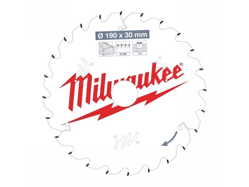 MILWAUKEE Lamă de ferăstrău pentru lemn 190 x 30 x 1,6 mm / 24T