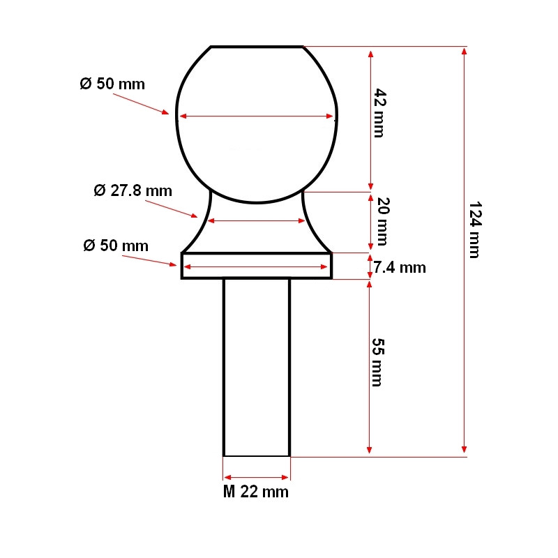 Nuca cui remorcare cu filet M22 50x55mm, Cod: DISCS58