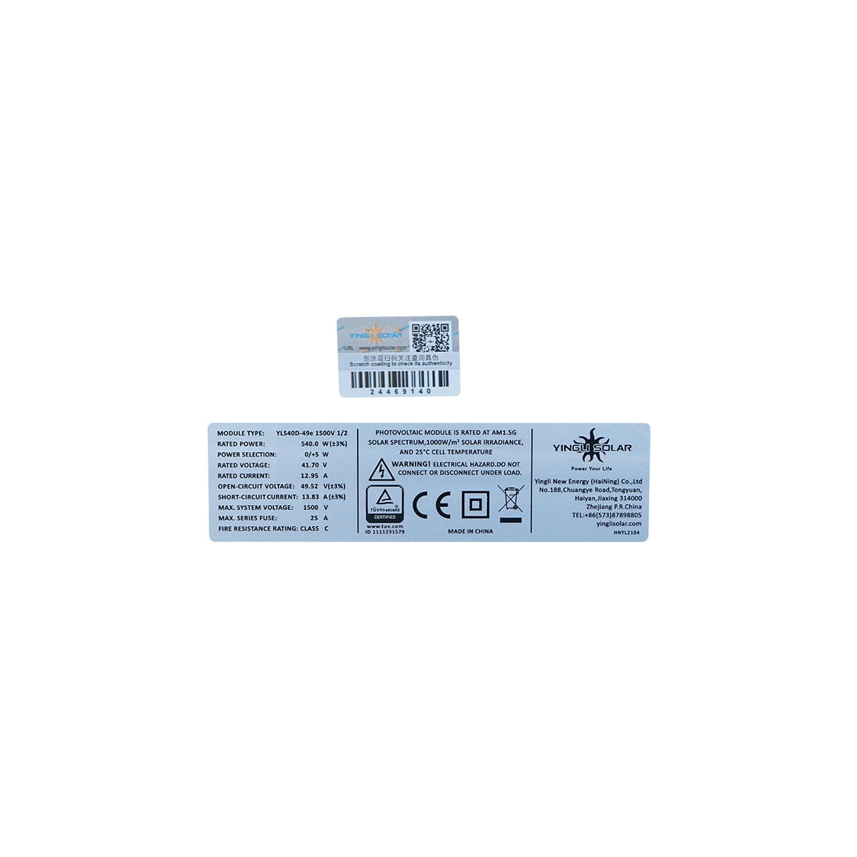 Panou solar YINGLI 540W fotovoltaic, monocristalin 2279x1134x35mm, Cod: BK69610, Brand: YINGLI SOLAR