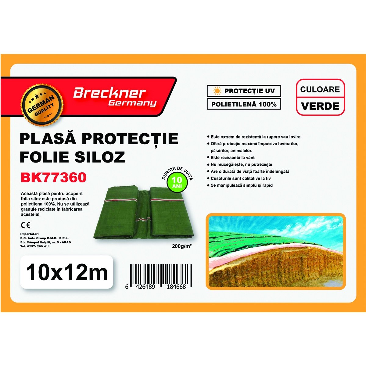 Plasa/prelata protectie pentru folie siloz verde 10x12m, Cod: BK77360, Echivalență: DISEN33, Breckner Germany - 2 | YEO